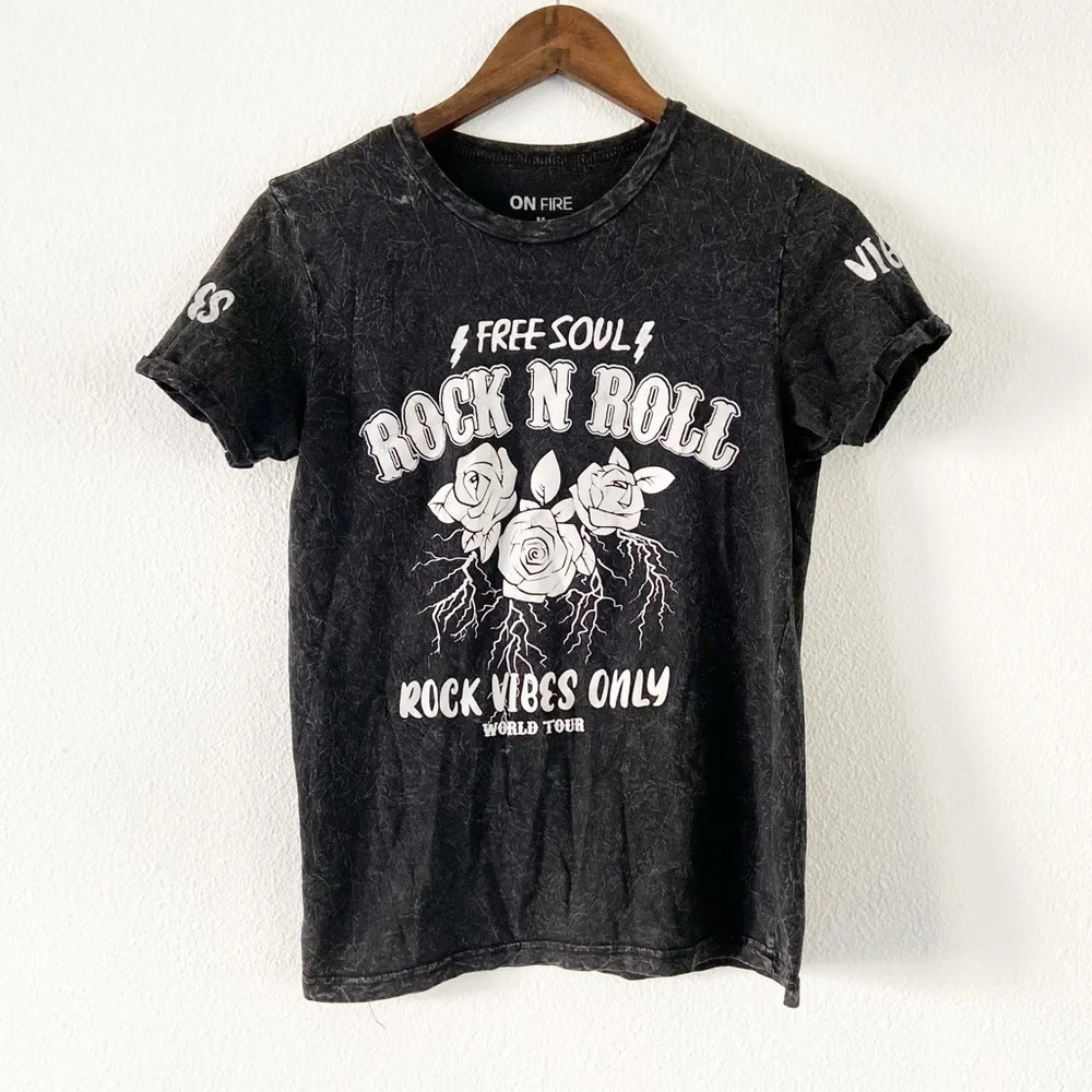 Mineral Wash Rock N Roll Graphic Tee Grunge Aesthetic Medium Indie Edgy